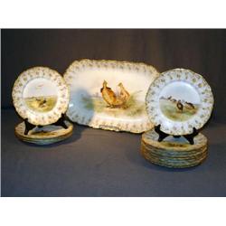 T & V LIMOGES BIRD DECORATED GAME SERVING SET, CON