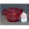 Image 1 : SM FLUTED CRANBERRY GLASS BOWL