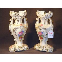 PR FLORAL DECORATED PORCELAIN VASES 11" HIGH BY PA