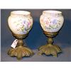 Image 1 : PAIR OF FLORAL VASES WITH METAL BASES