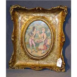 FRAMED EMBROIDERY FLOWER GIRL & GENTLEMAN
