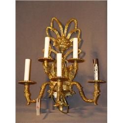 BRASS 5 BRANCH WALL SCONCE