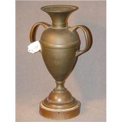 DOUBLE HANDLED METAL VASE 13.5" HIGH