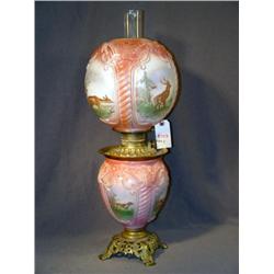 DEER & DOG DECORATED GONE WITH THE WIND LAMP 24"