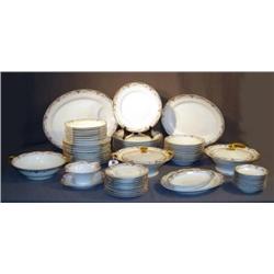 FLORAL & GILT BORDERED LIMOGES CHINA, 64 PCS TOTAL