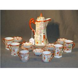 JAPANESE CHOCOLATE POT W/ CUPS & NUT DISHES