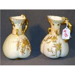ROYAL WORCESTER FLORAL DECORATED 6" PITCHERS -- 2X