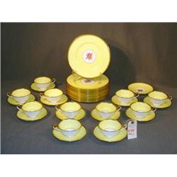 33 PCS GOLDBAND & YELLOW FLORAL DECORATED CAULDONS