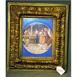 FRAMED PORCELAIN TILE VILLAGE WELL SCENE
