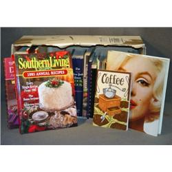 BOX LOT OF COOKBOOKS AND MARILYN BOOK