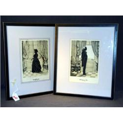 GEORGE & MARTHA SILHOUETTE PRINTS -- 2X THE MONEY