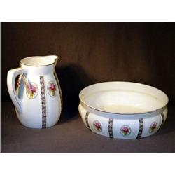 BASKET ROSES DECORATED PITCHER & BOWL SET BY BELLA
