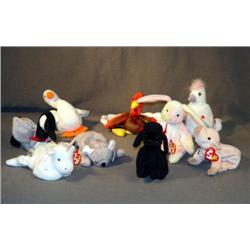 BEANIE BABIES: GOBBLES, GRACIE, HIPPIE, KNUCKLES,