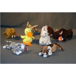 BEANIE BABIES: NIBBLER, NIBBLEY, PAUL, POUNCE, PRA