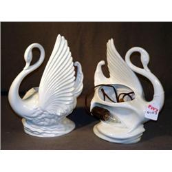 PORCELAIN SWAN TV LAMPS -- 2X THE MONEY