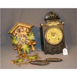 CUCKOO CLOCK & EBONIZED VICTORIAN WALL CLOCK