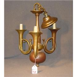 BRASS POST HORN CHANDELIER