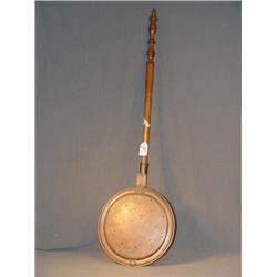 WOODEN HANDLED COPPER BED WARMER