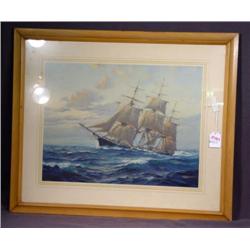 SAILING SHIP PRINT "RACING HOME FOR THE ORIENT"
