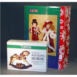 LOT MUSICAL ROCKING HORSE AND ANIMATED BOY AND