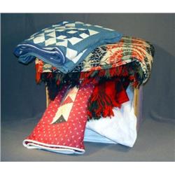 BOX LOT OF BED SPREADS INCL MATELASSE