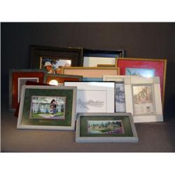 BOX LOT SMALL FRAMES INCL COMIC FRUITS