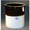 Image 1 : BROWN AND WHITE TEN GALLON STONEWARE CROCK