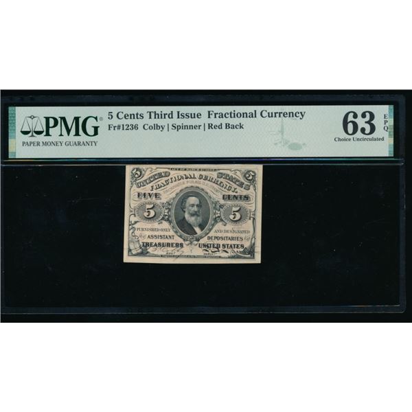 5 Cent Third Issue Fractional PMG 63EPQ