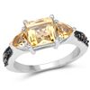 Image 2 : Plated Rhodium 2.55ctw Citrine and Diamond Ring