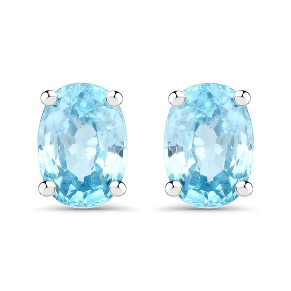 Plated Rhodium 2.40ctw Blue Zircon Earrings