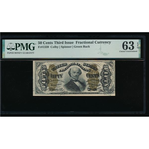 50 Cent Third Issue Fractional PMG 63EPQ