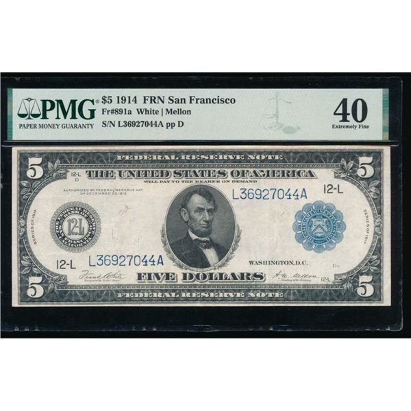 1914 $5 San Francisco FRN PMG 40
