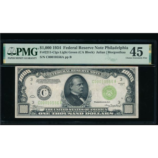1934 $1000 Philadelphia FRN PMG 45