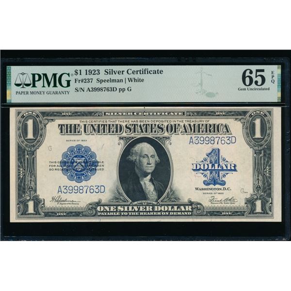 1923 $1 Silver Certificate PMG 65EPQ