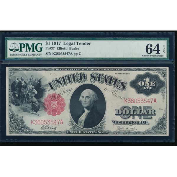 1917 $1 Legal Tender Note PMG 64EPQ