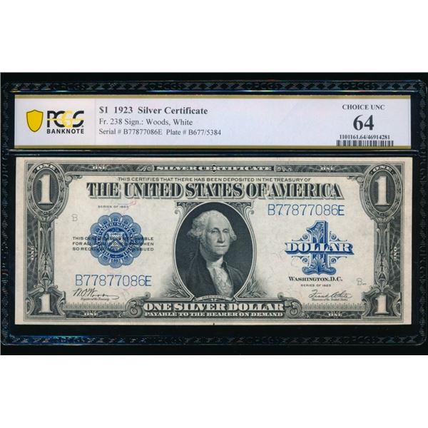 1923 $1 Silver Certificate PCGS 64