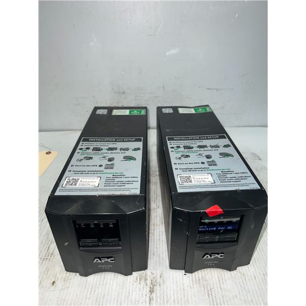 Lot of (2) APC SMART #SMT750C UPS with SmartConnect Remote Monitoring, Pure Sine Wave Backup