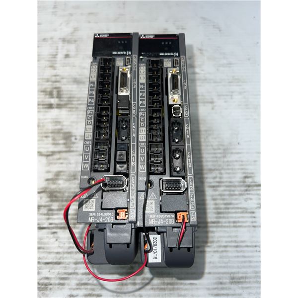 Lot of (2) Mitsubishi #MR-J4-20B AC Servo Drives