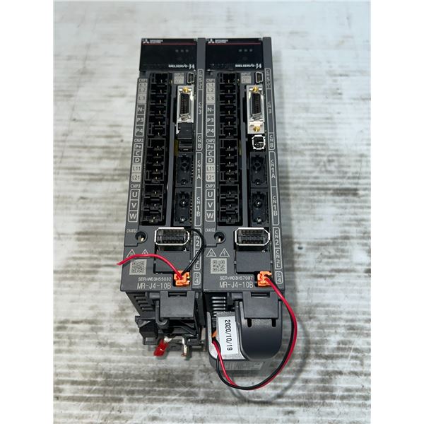 Lot of (2) Mitsubishi #MR-J4-10B AC Servo Drives