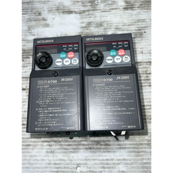 (2) Mitsubishi #FR-D720-0.2K Inverter Drives