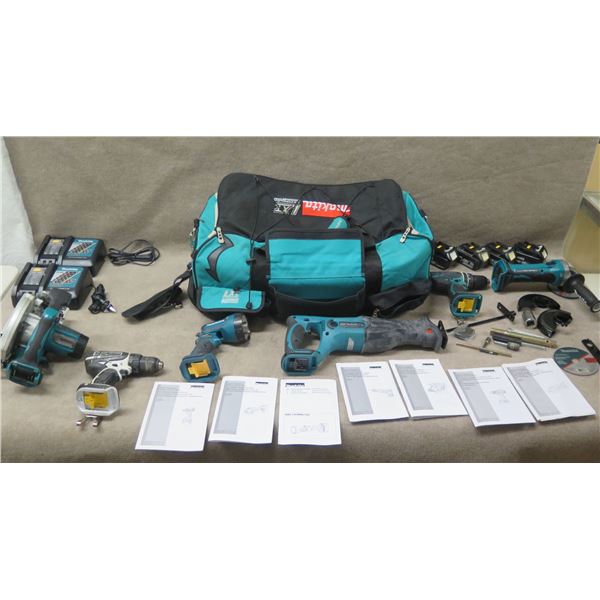 Multiple Makita Tools: BSS611 Circular & BJR185 Reciprocating Saws, LXFD01 Drill, etc