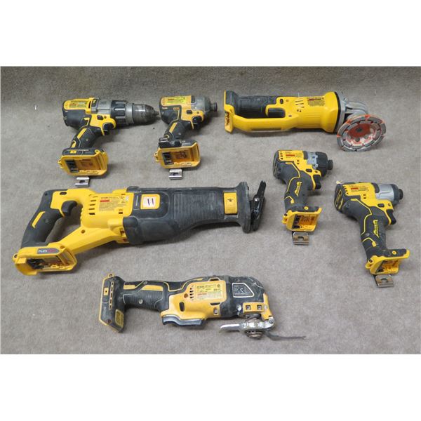 Multiple DeWalt Tools: DCD996 & DCF887 Drivers, DCG412 Grinder, DCS388 Saw, etc