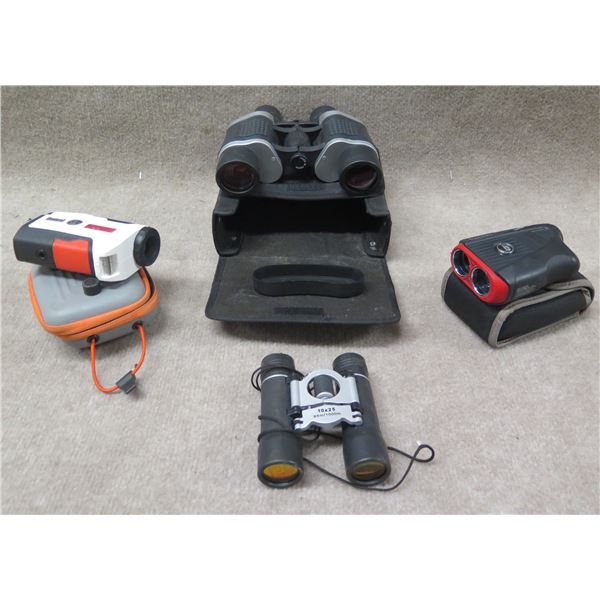 Qty 4 Pair Binoculars: Tour v3, Bushnell Class 1 Laser, etc w/ 3 Cases