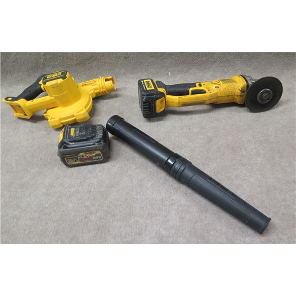 DeWalt DCE100 Cordless Blower & DCG412 Grinder w/ 2 Batteries