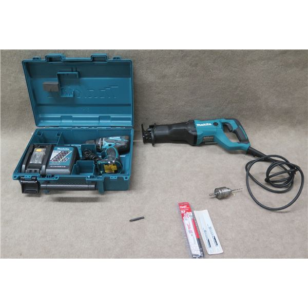 Makita XPH01 Concrete/Steel Drill in Metal Case & Makita JR305IT Reciprocating Saw