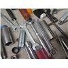 Image 11 : Multiple Hand Tools: Wrenches, Screwdrivers, Bolt Cutters, etc & Box Black Rope