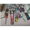 Image 3 : Multiple Hand Tools: Wrenches, Screwdrivers, Bolt Cutters, etc & Box Black Rope