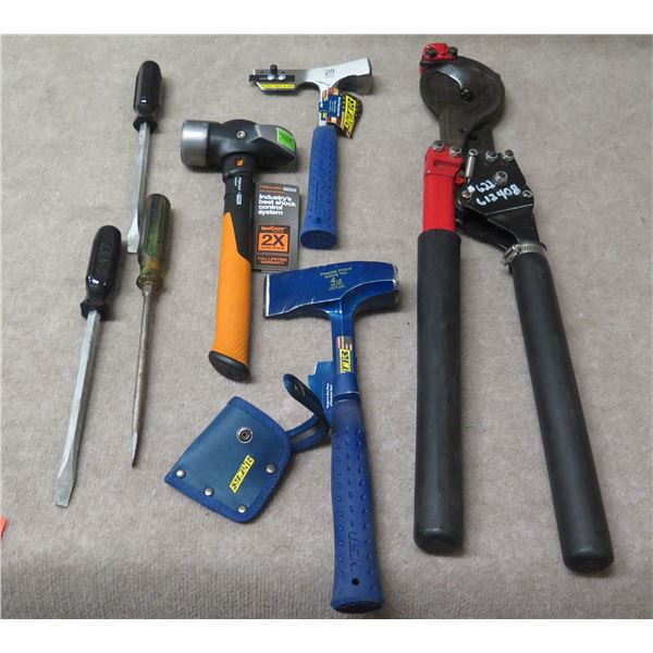 Multiple Hand Tools: Copper & Aluminum Snips, Fireside Friend Splitting Tool, Hammer, etc