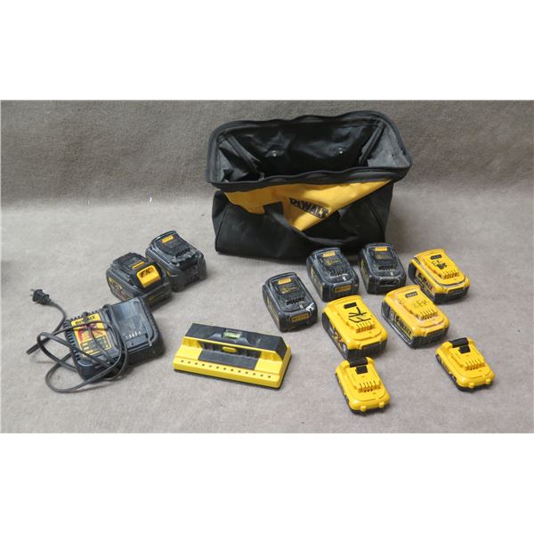 Multiple DeWalt Battery Packs, Misc Sizes, Charger, Prosensor & Carry Bag