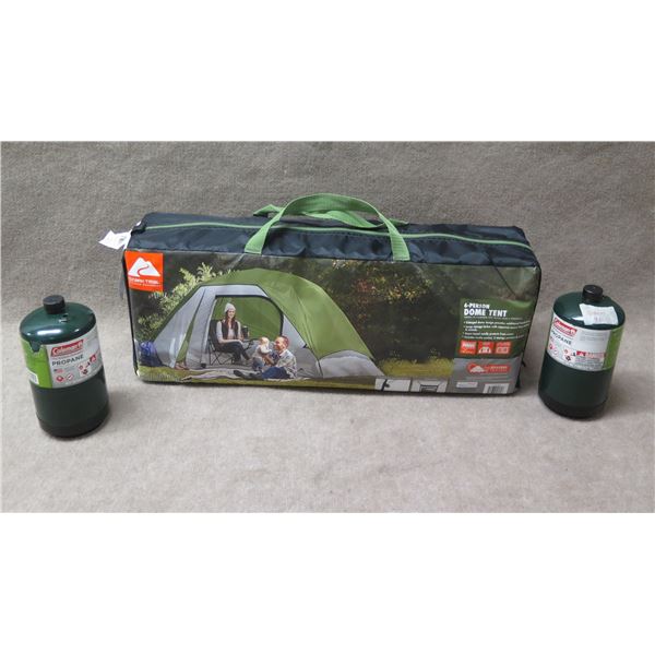 Qty 2 Coleman Propane Tanks & 6-Person Dome Tent in Carry Case
